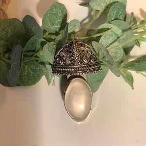 Beautiful Rebecca Collins Pendant! Silver with frosted stone!